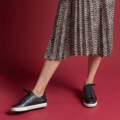 Ellie V Black Leather Sneakers