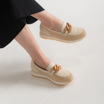 Hv254065 Cream Leather Loafers