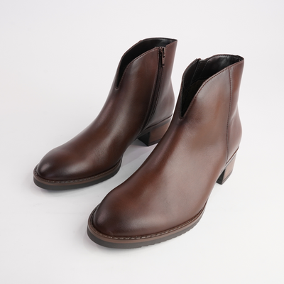 Jacky Chestnut Leather Ankle Boots