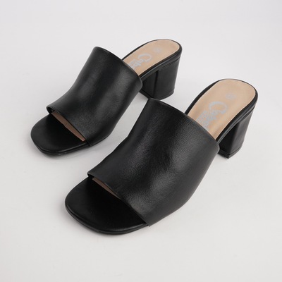 Marquee Black Leather Heels