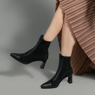 Hi243714 Soho Black/ Velour Black Leather Ankle Boots