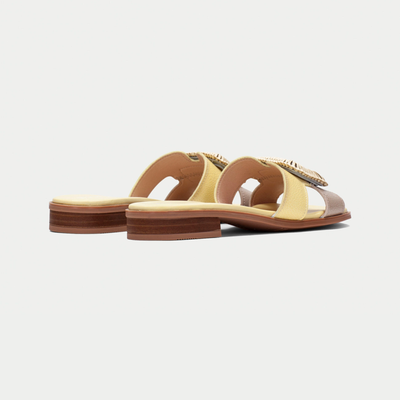 Hv253881 Banana/ Taupe Leather Sandals