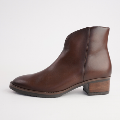 Jacky Chestnut Leather Ankle Boots