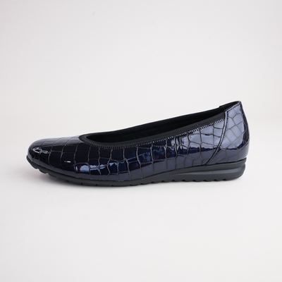 Gia Ocean Alligator Patent Leather Ballet Flats