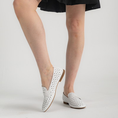 Dorothy White Leather Loafers
