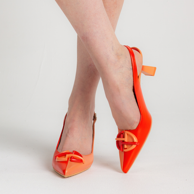 Hv253867 Coral/ Tangerine Leather Heels