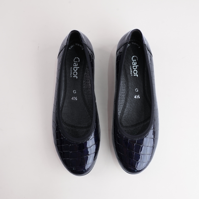 Gia Ocean Alligator Patent Leather Ballet Flats