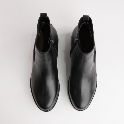 Tamara Black Leather Ankle Boots