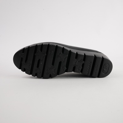 Caroline Black/ Black Leather Wedges