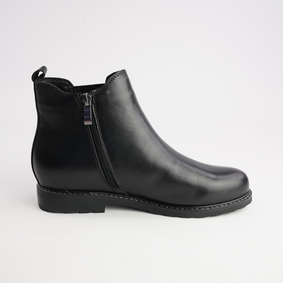 Tamara Black Leather Ankle Boots