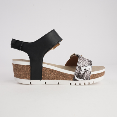 Quinn 02 Schwarz Combi Leather Sandals