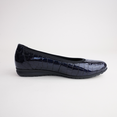 Gia Ocean Alligator Patent Leather Ballet Flats