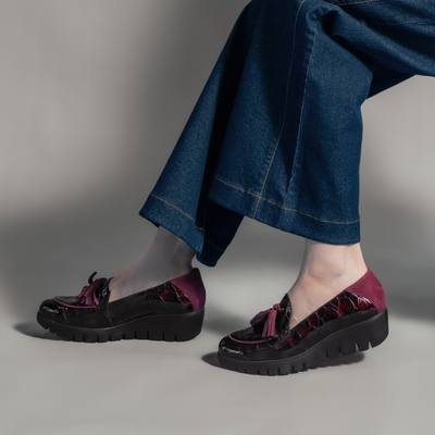 Daphne Vino Croc Patent Leather Loafers