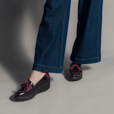 Daphne Vino Croc Patent Leather Loafers