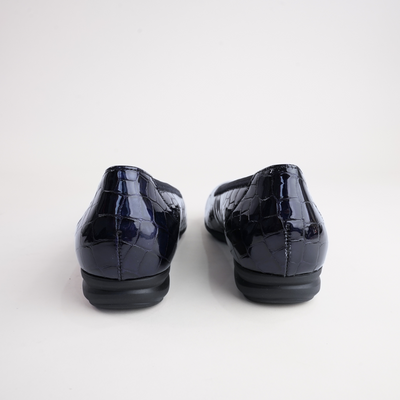 Gia Ocean Alligator Patent Leather Ballet Flats