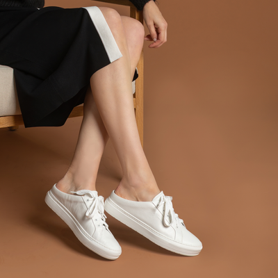 Lincoln White Tumbled Leather Sneakers