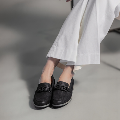 Giselle Ocean Lizard Leather Loafers