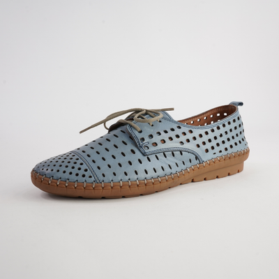 Kroon Denim Leather Lace Up Flats