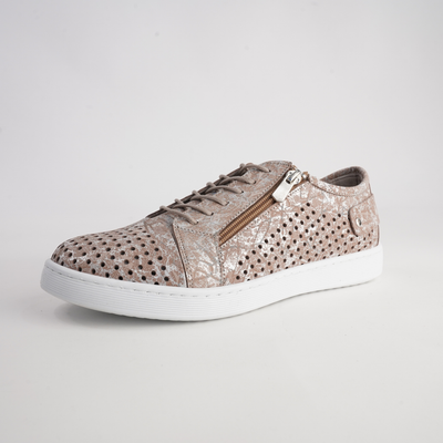 Eg17p Taupe Print Leather Sneakers