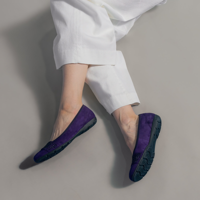 Greta Purple Suede Leather Ballet Flats