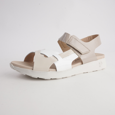 10554 Cream Combo Leather Sandals