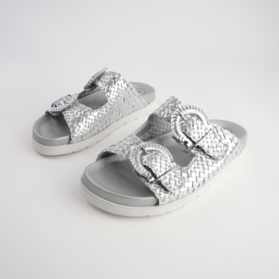 Janescha 701 Silver Leather Slides