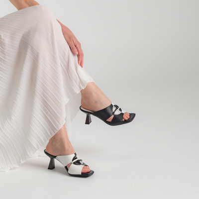 Hv253875 Black/ White Leather Heels