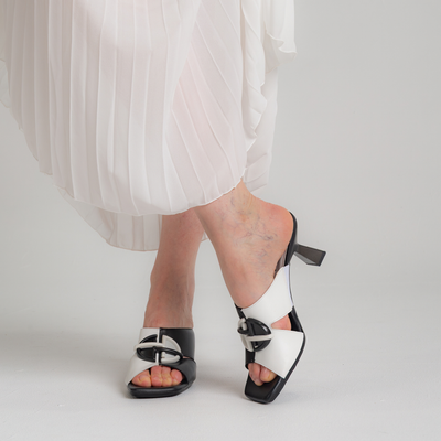 Hv253875 Black/ White Leather Heels