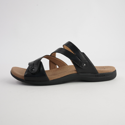Double U Black Leather Sandals