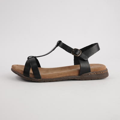 Fabricia 01 Black Leather Sandals