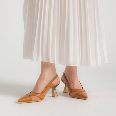 Hv254003 Tan Leather Heels