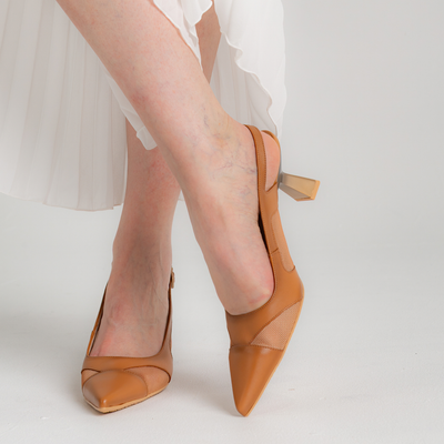 Hv254003 Tan Leather Heels