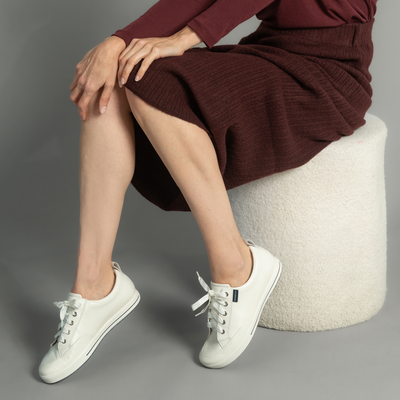 Ellie V White Tumbled Leather Sneakers