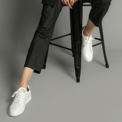 Jackie V White/ Silver Leather Sneakers