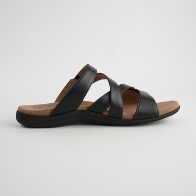 Double U Black Leather Sandals