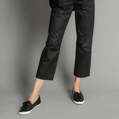 Hannah Iii Black Punched Leather Sneakers