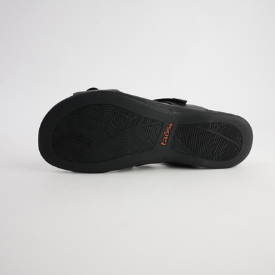 Double U Black Leather Sandals