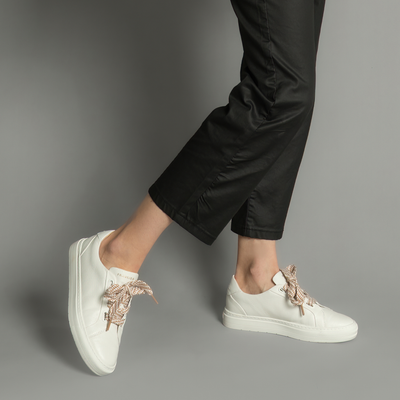 Mya White Tumbled Leather Sneakers