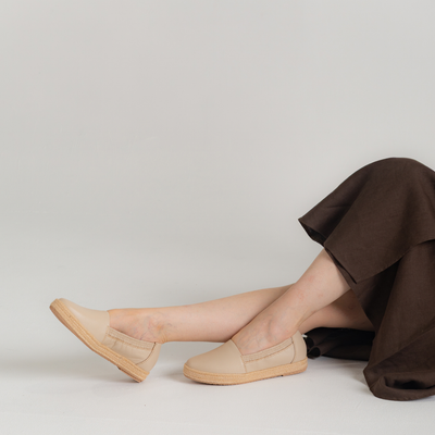 Reece Ecru Leather Espadrilles