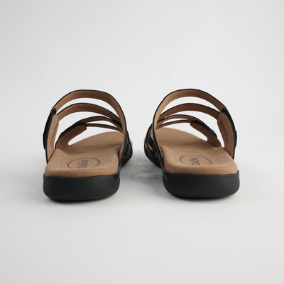 Double U Black Leather Sandals