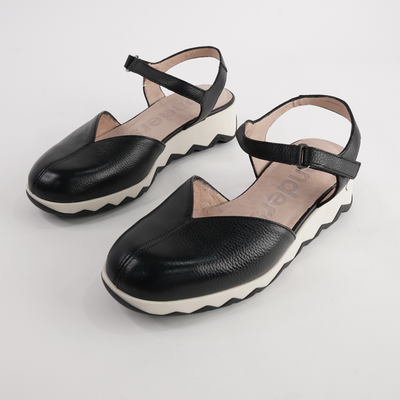 Cobi Black Leather Wedges