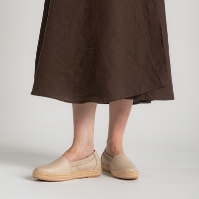 Reece Ecru Leather Espadrilles