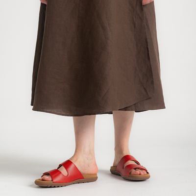 Tribe Red Leather Slides