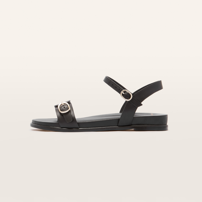 Bree Black Leather Sandals