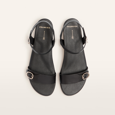Bree Black Leather Sandals