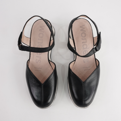 Cobi Black Leather Wedges