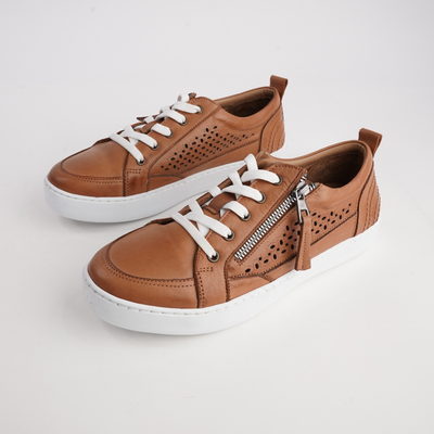 Bella Tan Leather Sneakers