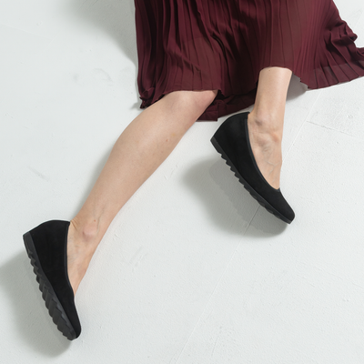 Gail Black Suede Leather Heels