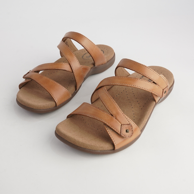 Double U Caramel Leather Sandals