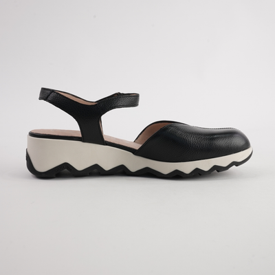 Cobi Black Leather Wedges